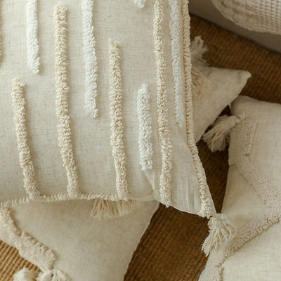Wabi-sabi personalizado estilo bohemio tipo de lino 3D bucle de terciopelo almohadilla de almohada