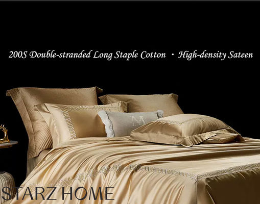 100% de algodón Sateen ropa de cama conjuntos estilo europeo 200S de doble hebra larga grapa