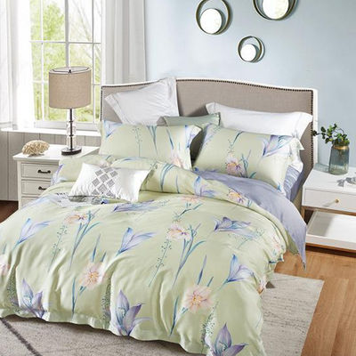 100% Tencel Luxury Set de ropa de cama suave sedosa 300TC de tejido impreso y cubierta de colchón