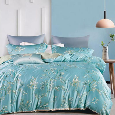 100% Tencel Luxury Set de ropa de cama suave sedosa 300TC de tejido impreso y cubierta de colchón
