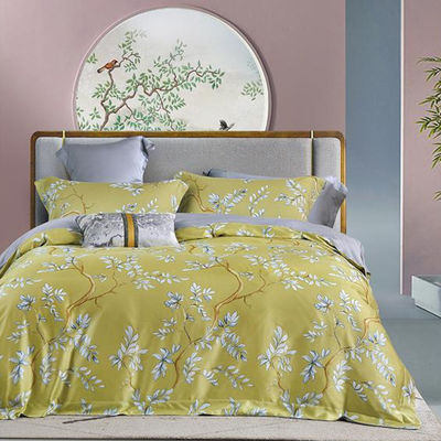 100% Tencel Luxury Set de ropa de cama suave sedosa 300TC de tejido impreso y cubierta de colchón