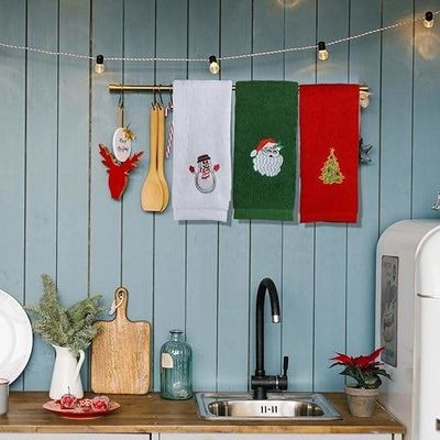Conjunto de regalos de toallas de Navidad de 2023 Toallas de algodón hipoalergénicas en caja de regalos con bordados