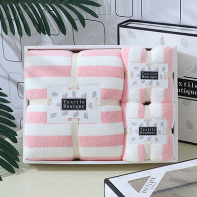 Conjunto de toallas para la cara de coral de terciopelo de banda ancha 35*75cm 70*140cm Conjunto de toallas absorbentes de microfibra