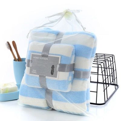 Conjunto de toallas para la cara de coral de terciopelo de banda ancha 35*75cm 70*140cm Conjunto de toallas absorbentes de microfibra