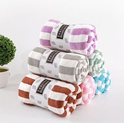 360 gsm colorido rayado de coral lana cara toalla de baño 5 piezas Conjunto con logotipo personalizado