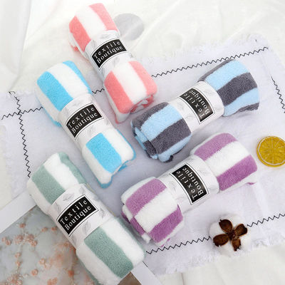 360 gsm colorido rayado de coral lana cara toalla de baño 5 piezas Conjunto con logotipo personalizado