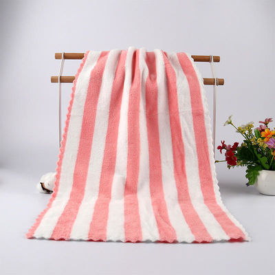 360 gsm colorido rayado de coral lana cara toalla de baño 5 piezas Conjunto con logotipo personalizado