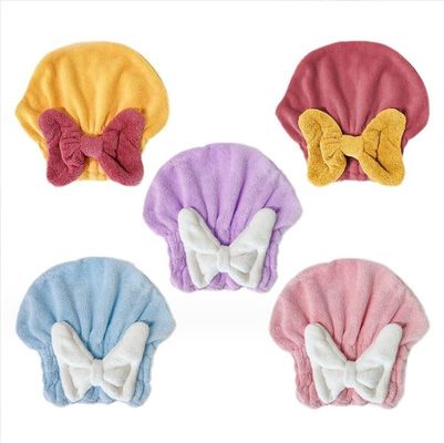 Turbante de cabello de doble capa de microfibra para el cabello Toalla de envoltura de cabello Varios colores para la opción