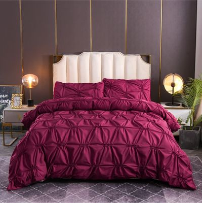 3pcs Set de ropa de cama de color puro y sencillo Crafts de flores de helecho 100% poliéster Set de protección de almohada