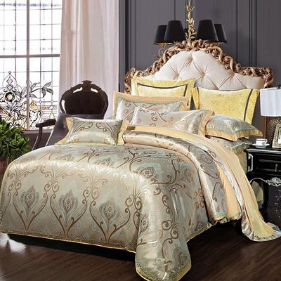 Set de ropa de cama de estilo europeo de algodón 3 4 6 7 piezas de hoja de satén