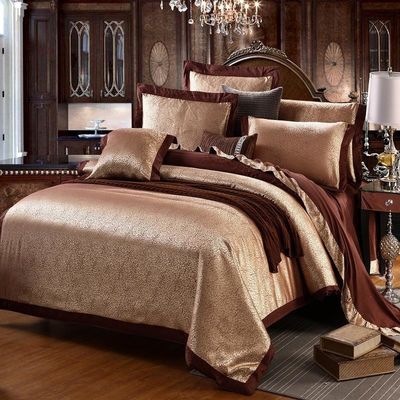 Set de ropa de cama de estilo europeo de algodón 3 4 6 7 piezas de hoja de satén