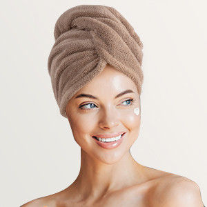 Inicio Logotipo personalizado Microfibra para secar el cabello Toallita envolvente Turbante para secar rápidamente