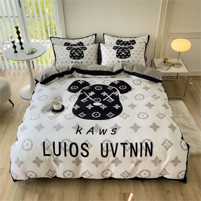Cubierta de edredón de red de tamaño doble, sábanas de cama, ropa de cama, 4 en 1 de algodón cepillado, no desechable