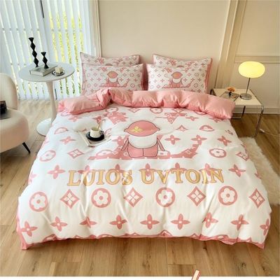 Cubierta de edredón de red de tamaño doble, sábanas de cama, ropa de cama, 4 en 1 de algodón cepillado, no desechable