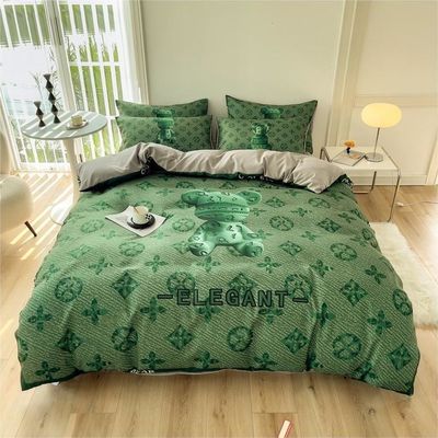 Cubierta de edredón de red de tamaño doble, sábanas de cama, ropa de cama, 4 en 1 de algodón cepillado, no desechable