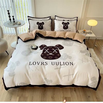 Cubierta de edredón de red de tamaño doble, sábanas de cama, ropa de cama, 4 en 1 de algodón cepillado, no desechable