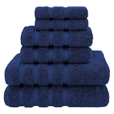 6 piezas de toalla de algodón 100% de lujo Dobby Border para ducha de baño