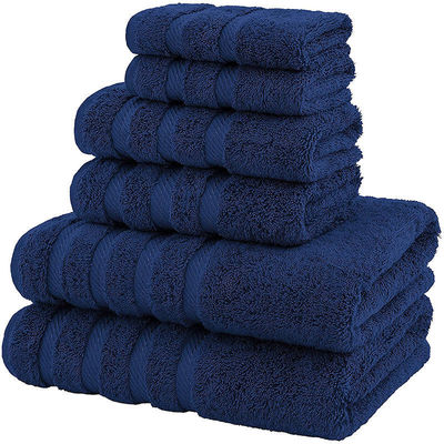 6 piezas de toalla de algodón 100% de lujo Dobby Border para ducha de baño