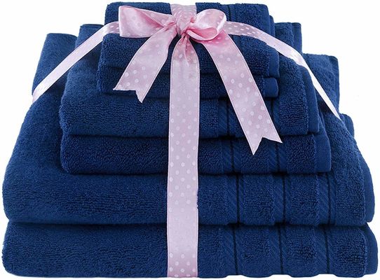 6 piezas de toalla de algodón 100% de lujo Dobby Border para ducha de baño