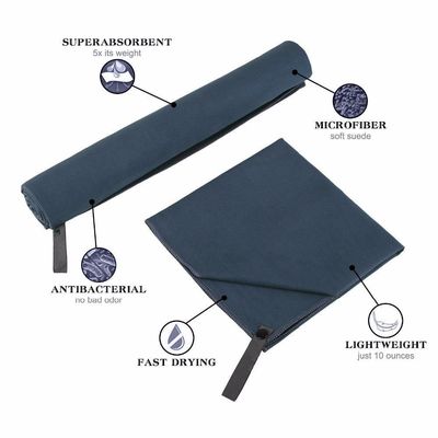 Toalla de viaje de deportes superabsorbente ligera y de tejido personalizada con bolsa de mano