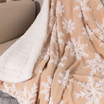 Cubierta de doble capa de espesor impresa estilo Navidad Vello de coral lanzar Sherpa Plush Cubierta