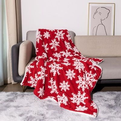 Cubierta de doble capa de espesor impresa estilo Navidad Vello de coral lanzar Sherpa Plush Cubierta