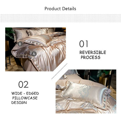 Jacquard de boda Impreso de lujo King Size Set de cama de seda de satén para una comodidad sostenible