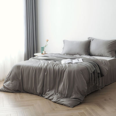 300TC Sábanas de bambú tamaño estándar y patrón sólido para un conjunto de ropa de cama de lujo