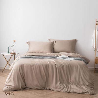 300TC Sábanas de bambú tamaño estándar y patrón sólido para un conjunto de ropa de cama de lujo