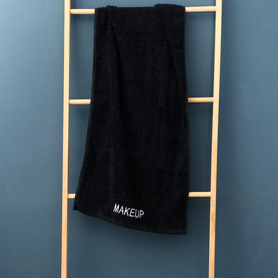 Modelo de bordado personalizado 100% de algodón Toallas de baño en color negro con logotipo
