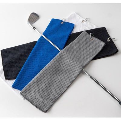 Microfibra Toalla de pelota de golf para todas las temporadas Logotipo personalizado Waffle Toalla de golf con grommet y ho