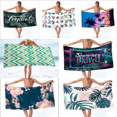 Toalla de playa 100% poliéster sin arena con diseños personalizados Logotipo impreso personalizado
