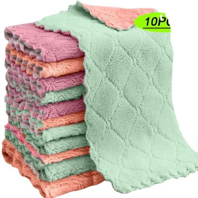 10pcs Toallas de mezcla de algodón para limpieza doméstica Absorbente y utensilios de mesa antiadherentes