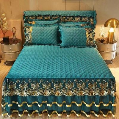 4 piezas de hojas planas fundas de almohada mantel de cama de lujo ropa de cama bordada para hotel