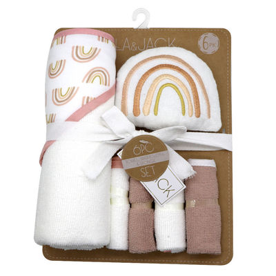 Home Set de baño para bebés 6 piezas con esponja de toalla suave con capucha y paño incluido