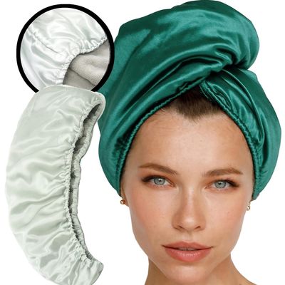 Toallas para el cabello de seda de doble capa teñida para secar profesionalmente