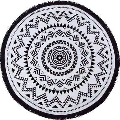 Toalla de playa redonda de algodón turco en color y tamaño personalizados con impresión personalizada