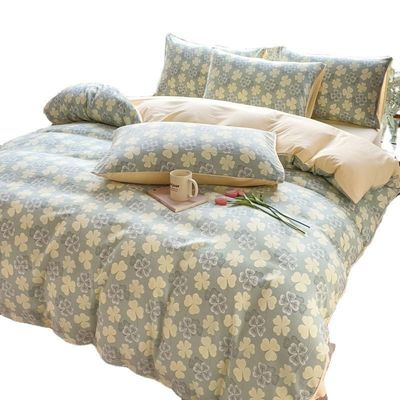 Confortable Cotton lavado de doble capa de hilos cubierta de colcha de la cama Set para cama de 2,0m