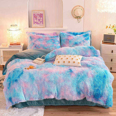Peluche Plush Falsa Piel Veludo Shaggy Queen King Tamaño Colchón Cubierta de Cama Conjunto personalizado