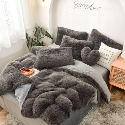 Peluche Plush Falsa Piel Veludo Shaggy Queen King Tamaño Colchón Cubierta de Cama Conjunto personalizado