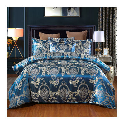 Cubierta de colchón satinado de color sólido de estilo barroco retrogrado europeo Jacquard azul personalizado