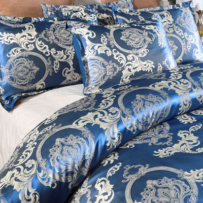 Cubierta de colchón satinado de color sólido de estilo barroco retrogrado europeo Jacquard azul personalizado