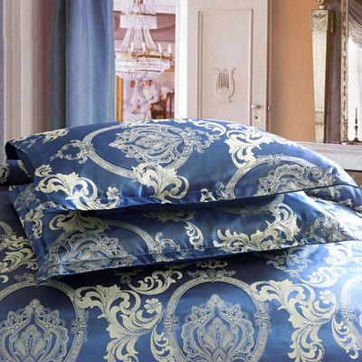Cubierta de colchón satinado de color sólido de estilo barroco retrogrado europeo Jacquard azul personalizado