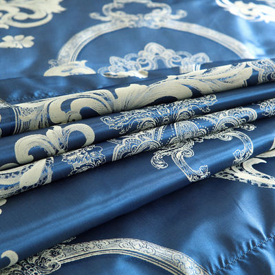 Cubierta de colchón satinado de color sólido de estilo barroco retrogrado europeo Jacquard azul personalizado