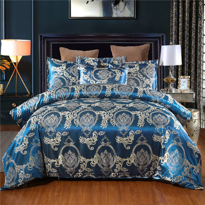 Cubierta de colchón satinado de color sólido de estilo barroco retrogrado europeo Jacquard azul personalizado