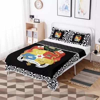 Polinesia Tribal Colcha de Cama Conjunto Rojo Tonga Diseño Confortador con relleno de algodón