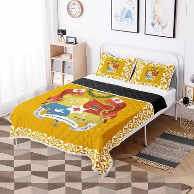 Polinesia Tribal Colcha de Cama Conjunto Rojo Tonga Diseño Confortador con relleno de algodón