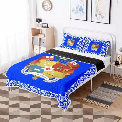 Polinesia Tribal Colcha de Cama Conjunto Rojo Tonga Diseño Confortador con relleno de algodón