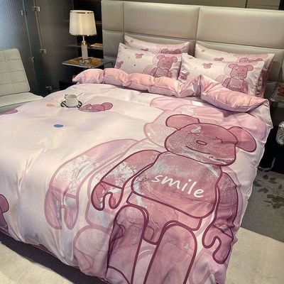 Set de ropa de cama de algodón cepillado de tamaño queen 4 en 1 La mejor opción para un dormitorio de moda