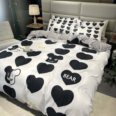 Set de ropa de cama de algodón cepillado de tamaño queen 4 en 1 La mejor opción para un dormitorio de moda